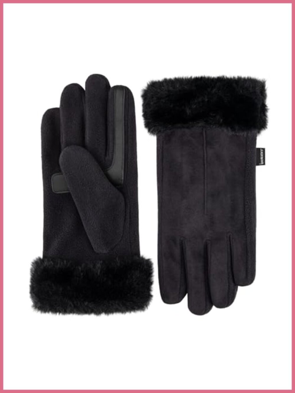Water Repellent Touchscreen Gloves Faux Fur Cuff Stretch